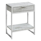 Monarch Specialties - 3481 Table D'Appoint - 24 po H/Gris Cimente/Metal Chrome-Dessus de table rectangulaire spacieux fini en gris ciment