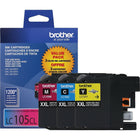 Brother – Cartouches d'encre de couleur LC105 très haut rendement, paquet de 3-Comprend 3 cartouches d'encre de couleur cyan, magenta et jaune