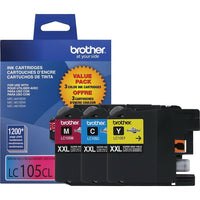 Brother – Cartouches d'encre de couleur LC105 très haut rendement, paquet de 3-Comprend 3 cartouches d'encre de couleur cyan, magenta et jaune