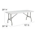 Flash Furniture – Table pliante à 2 battants de 30 x 72 po, plastique blanc (RB3072FH)-Dessus imperméable, résistant aux impacts et aux taches
