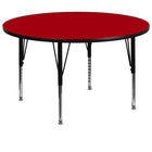 Flash Furniture - Tables d'activité rondes 60 po, dessus laminé par thermofusion et hauteur réglable, rouge-Laminé rouge
