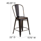 Flash Furniture – Tabouret de comptoir de 24 po avec dossier, pour intérieur, métal vieilli, cuivré (ET353424COP)-Appui-pieds