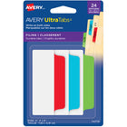 Avery - Ultra Tabs - 3 po x 1½ po Onglets de Classement, Repositionnables, Marquables Sur Les Deux Côtés, Couleurs Primaires, Paquet de 24-Couleurs primaires : vert, bleu et rouge