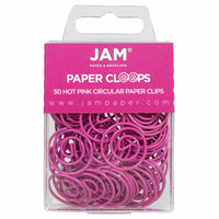 JAM PAPER - Trombones Circulaires Colores, Rose Vif Fuchsia, 2 Paquets de 50-Couleur: rose vif