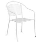 Chaise de patio avec accoudoirs et dossier arrondi, intérieur/extérieur, blanc (CO-3-WH-GG)-S'empile jusqu'à 8 chaises de hauteur