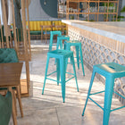 Tabouret de bar sans dossier de 30 po, intérieur/extérieur, bleu sarcelle brillant (ET-BT3503-30-CB-GG)-4