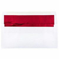 JAM Paper #10 Enveloppes d'aluminium doublées - 4,125" x 9,5" - Blanc avec feuille rouge - Paquet de 50-Couleur : Blanc avec doublure en aluminium rouge