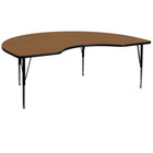 Flash Furniture – Table d’activités haricot, 48 x 96 po, surface thermofusionnée, pattes préscolaires réglables, chêne-Stratifié fini chêne