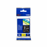 Brother - TZe325 Ruban laminé authentique pour étiqueteuses P-touch - 9 mm de largeur x 8 m de longueur - noir avec texte blanc-Ruban laminé TZe noir avec texte blanc de 9 mm