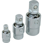 Gray Tools – Ensemble de 3 adaptateurs cardans pivotants universels chromés, 1/4, 3/8 et 1/2 (po)-Comprend : Adaptateurs cardans pivotants universels chromés de 1/2, 3/8 et 1/4 (po).