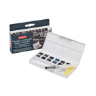 Derwent Ensemble de godets à peinture au charbon de bois teinté - 12 couleurs (2305872)-L'ensemble comprend 12 godets de peinture au charbon de bois teinté, un mini pinceau à eau, une éponge et 5 palettes de mélange