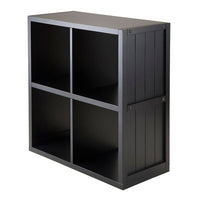 Winsome –  Étagère de rangement cloisonnéeTimothy avec panneau de lambris, cube de 2 x 2 po, 25.63 po x 11,81 x 27.05 po, noir-Utilisez-le comme un présentoir de rangement ou agencez-le avec des paniers pour changer son apparence
