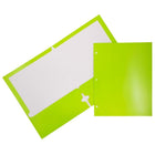 JAM PaperMD – Chemises scolaires à 3 trous et à 2 pochettes, plastifiées et lustrées, vert lime, 25/paquet-Chemises en papier cartonné vert lustré