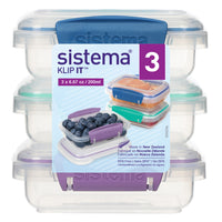 Sistema - Contenant rectangulaire - 200 mL - multicolore - pqt de 3-Conservation des aliments