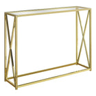 Monarch Specialties - 3446 Table D'Appoint - 42 po L/ Metal Or Avec Verre Trempe-Surface en verre trempé transparent, d'une épaisseur de 1/2 po
