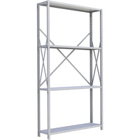 Metalware – Étagère enclenchable RK289, 4 tablettes, 48 x 24 x 88 (po), gris pâle-Système de tablettes ajustables offrant un espace de rangement solide, mais économique qui convient à vos besoins
