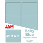 JAM Paper - Étiquettes d'adresse d'expédition - Grandes - 3 1/3 po x 4 po - bleu bébé - Paquet de 120-Emballage anglais seulement