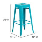 Tabouret de bar sans dossier de 30 po, intérieur/extérieur, bleu sarcelle brillant (ET-BT3503-30-CB-GG)-5
