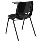 Flash Furniture - Chaise coquille ergonomique rembourrée noire avec accoudoir-tablette rabattable pour droitiers-Conception à dossier et siège rembourrés en plastique noir aux contours ergonomiques