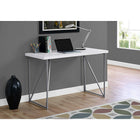Monarch Specialties - 7376 Bureau 48 po L - Blanc/Metal Argent-Large dessus de table dans une finition blanc de tous les côtés
