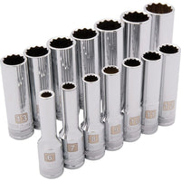 Dynamic Tools – Ensemble de 14 douilles 12 pans profondes métriques, à prise de 3/8 po, 6 mm à 19 mm-Contient : 6, 7, 8, 9, 10, 11, 12, 13, 14, 15, 16, 17, 18, 19 (mm)