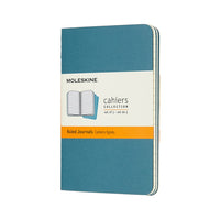 Moleskine - CahierJournals, Brisk Blue, Règles, Poche 5 1/2" x 3 1/2", Paquet de 3-Couvertures en carton épais et flexible, de couleur Bleu vif