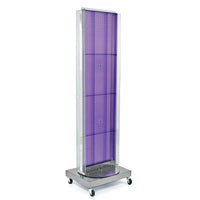 Azar Displays – Prés sol panneau perforé, 2 côtés, 16 larg. x 60 prof. po, filières C, bs à roulettes 16 po, violet (700258-PUR)-Comprend une bande d’affichage en acrylique et des filières en C d’une largeur de 5 po faisant toute la longueur de chaque côté et est supporté par une base sur roulettes de 20 larg. x 5 haut. x 16 prof (po) en métal