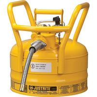 Justrite – D.O.T. AccuFlow – Canettes de sécurité, 5/8 x /9 (dia.) x 11 3/4 x 12 po, jaune-Un support attaché au bec avec une vis de serrage facile à saisir empêche la libération de vapeur et de déversements pendant le transport