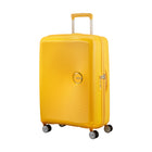 American Tourister - Curio Spinner Moyen - Jaune Doré-Fabriqué à 100 % en polypropylène, offrant une durabilité extrême avec une texture qui réduit la visibilité des égratignures