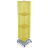 Azar Displays – Présentoir de plancher à panneaux perforés emboîtables sur 4 côtés, 60 x 14 x 14 po, jaune (701465-YEL)-Pivote sur une base carrée à roulettes
