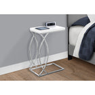 Monarch Specialties - 3184 Table D'Appoint - Blanc Lustre Et Metal Chrome-Peut-être utilisé comme table de snack ou comme table de bout