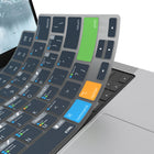 JCPal VerSkin Adobe Photoshop Raccourcis Protecteur de clavier pour MacBook Pro 14"/16" (2021/2023) et MacBook Air 13"/15" (2022/2023/2024)-Fabriqué à partir d'un matériau en silicone noir semi-transparent