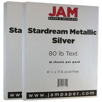 JAM Paper - Papier métallique, 8,5 po x 11 po, argent Stardream 32 lb, 2 paquets de 25 (17321539g)-Argent