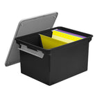 Staples - Classeur de format lettre/légal avec poignées blocables, 35 l, noir-Format pratique convient à la fois aux dossiers de format lettre et de format légal