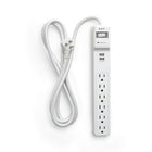 NXT Technologies - Limiteur de tension à 6 prises et 2 ports USB NX54315-CA NX54315, 6 pi, 900 joules, blanc-6 prises de courant standard et 2 ports USB-A (2,4 A)