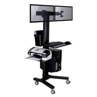 TygerClaw – Support mobile pour moniteur avec support pour PC, 27,6 x 19,7 x 57,1 (po), noir-Support mobile pour PC avec 2 écrans