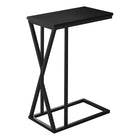 Monarch Specialties - 3247 Table D'Appoint - 25 po H/Noir/Metal Noir-Table d'appoint en forme de C avec une base qui peut être glissée sous les canapés pour plus de commodité