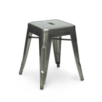 Plata Import – Petit tabouret Tolix, sans dossier, gris métallique (M-9411-18)-Métal