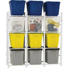 Bin Warehouse - Système de rangement compact à 12 bacs-Idéal pour le sous-sol, le garage, la salle-penderie et l'atelier de stockage