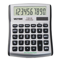 Victor - Calculatrice de bureau à 10 chiffres - Argent/Noir-Grand écran LCD incliné à 10 chiffres