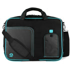 Classic Clamshell Sacoche pour Ordinateur Portable 13,3 po, Noir et Aqua-Sacoche polyvalente pour ordinateur portable Comprend des poches pour accessoires pour cartes de visite, stylets, stylets et tablettes ou organisation sans effort.