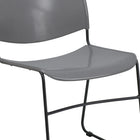 Flash Furniture - Chaise ultra-compacte empilable grise de la série HERCULES avec cadre enduit de poudre noire-Matériel polypropylène avec résistance à la décoloration