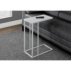 Monarch Specialties - 3037 Table D'Appoint - Metal Blanc/Verre Trempe Givre-Surface chic, givré, surface en verre trempé