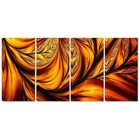 Designart – Impression sur toile, feuille dorée, 4 panneaux, art abstrait (PT3096-271)-Impression