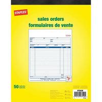 Staples Bon de commande, STC82E, triplicatas, autocopiants, agrafé, 8 po-8 po x 10 po