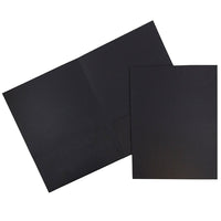 JAM Paper Chemise fini lin à deux pochettes, 9 po x 12 po, noir, 12/paq.-Noir