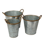 CTG Brands – Seaux de la collection Modern Farmhouse, paq./3, 10 po x 9,5 po, argent industriel -Dimensions (po) : Grand : 9,5 prof. x 10 haut. / Moyen : 8 prof. x 9 haut. / Petit : 6,5 prof. x 8,5 haut.