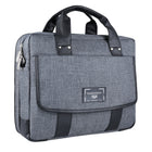 Sacoche pour Ordinateur Portable 16-17,3", Sac à Bandoulière, Sac de Travail/Voyage/Affaires, Matière Déperlante - Grise-3 poches extérieures zippées (2 à l'avant, 1 plus grande à l'arrière)