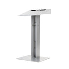 Urbann - Lutrin Y55 sans roulettes, aluminium et bois, acajou-Couleur : Gris clair et bois teint acajou