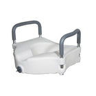 Drive Medical - Rehausseur de siège de toilettes avec accoudoirs rembourrés amovibles-Blanc, plastique